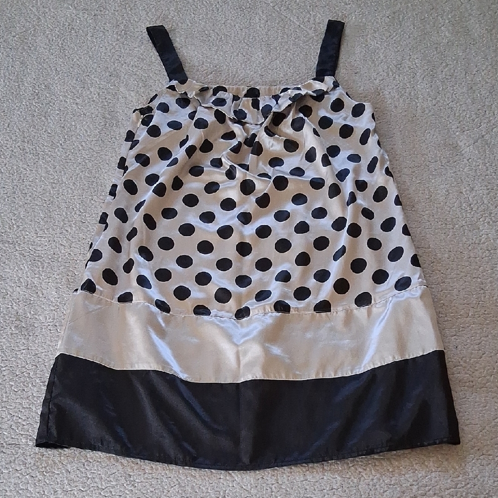 Chic Anthropologie Nick And Mo Black and Cream Polka Dot Midi Dress